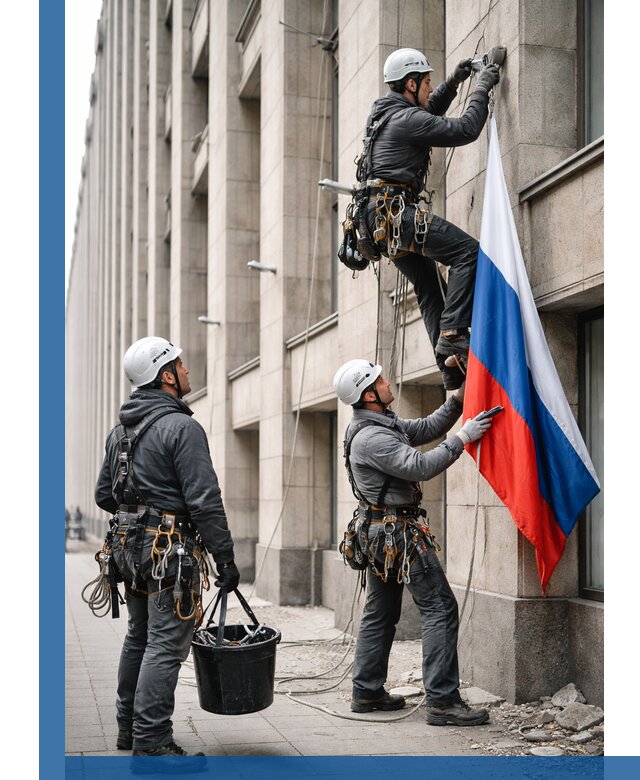 Профессиональная установка флагов на фасаде в Удомле