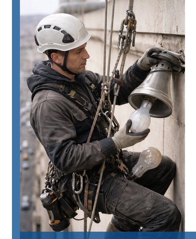 Замена ламп на высоте в Удомле профессионально и быстро