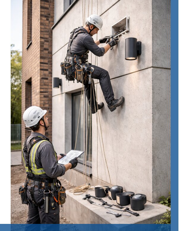 Монтаж фасадного освещения в Удомле от 2597 р. | ВЫСОТНИК-Дмл