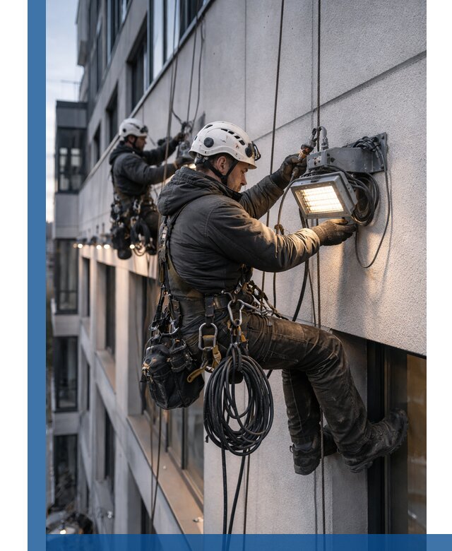 Монтаж фасадного освещения в Удомле установка и подключение