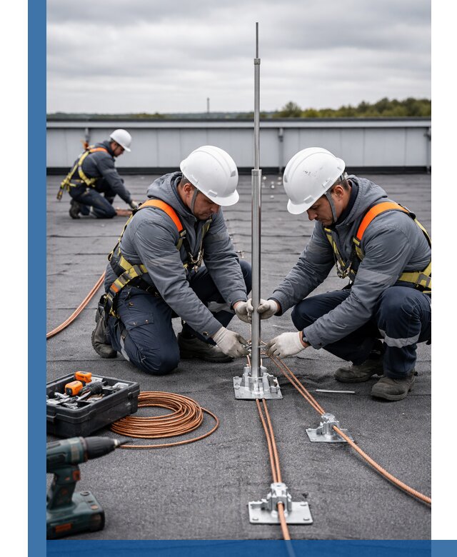 Монтаж молниезащиты на кровле в Удомле под ключ с гарантией