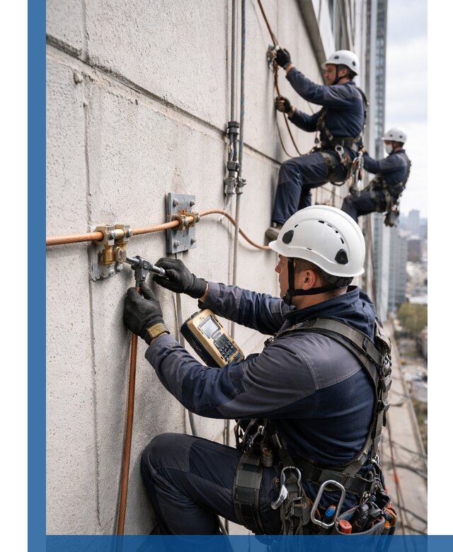 Монтаж системы заземления здания и молниезащиты в Удомле