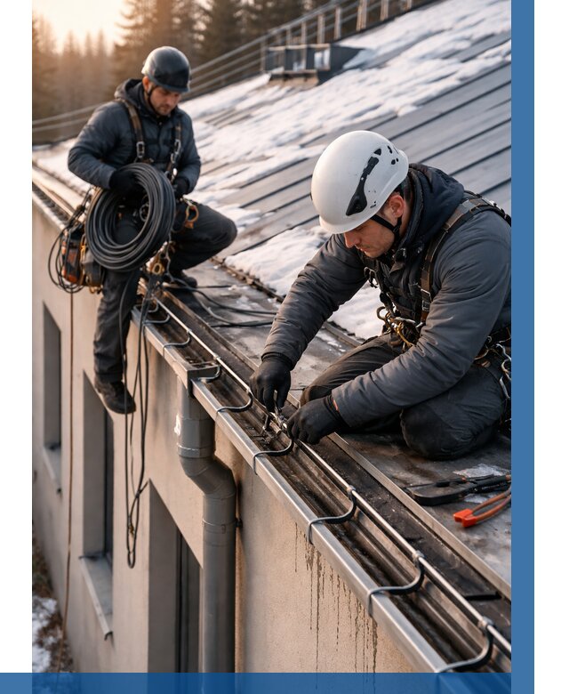 Монтаж греющего кабеля на кровле в Удомле от 468 р. | ВЫСОТНИК-Дмл