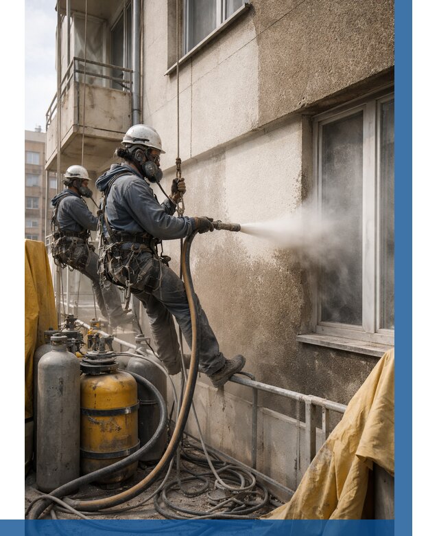 Пескоструйная очистка фасада в Удомле от 675 р. | ВЫСОТНИК-Дмл