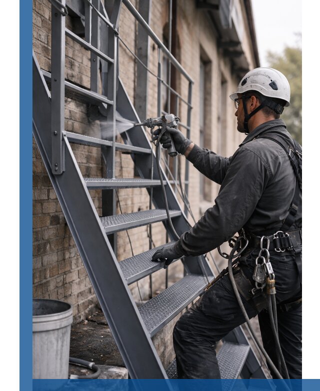 Покраска и антикоррозионная защита пожарных лестниц в Удомле