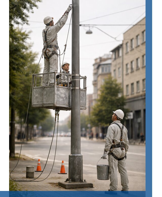Покраска опор освещения в Удомле от 5195 р. | ВЫСОТНИК-Дмл