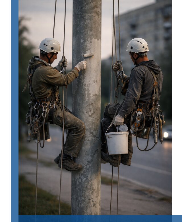 Покраска опор освещения и антикоррозийная защита в Удомле