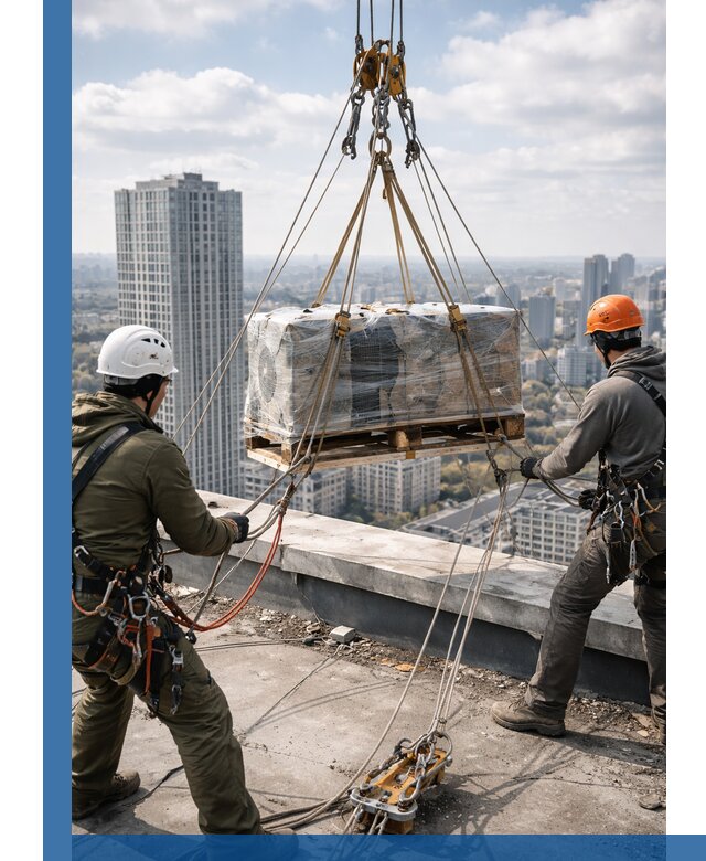 Подъем и монтаж крупногабаритных грузов на крышу в Удомле