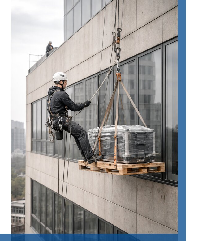 Спуск груза по фасаду в Удомле от 3636 р. | ВЫСОТНИК-Дмл