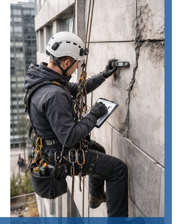 Обследование фасада альпинистами в Удомле от 125 р. | ВЫСОТНИК-Дмл