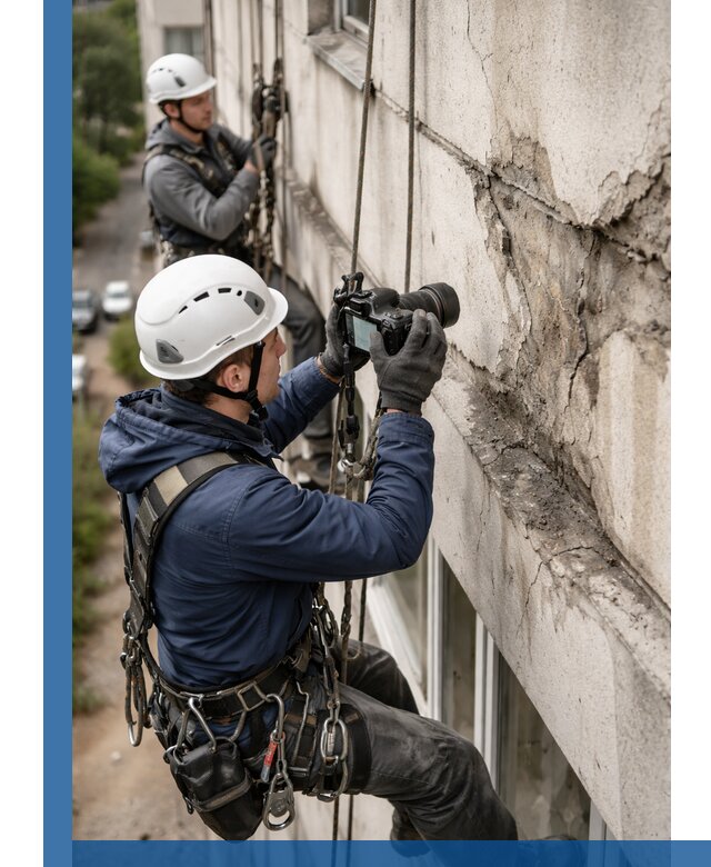 Фотофиксация дефектов фасада с высотной съемкой в Удомле